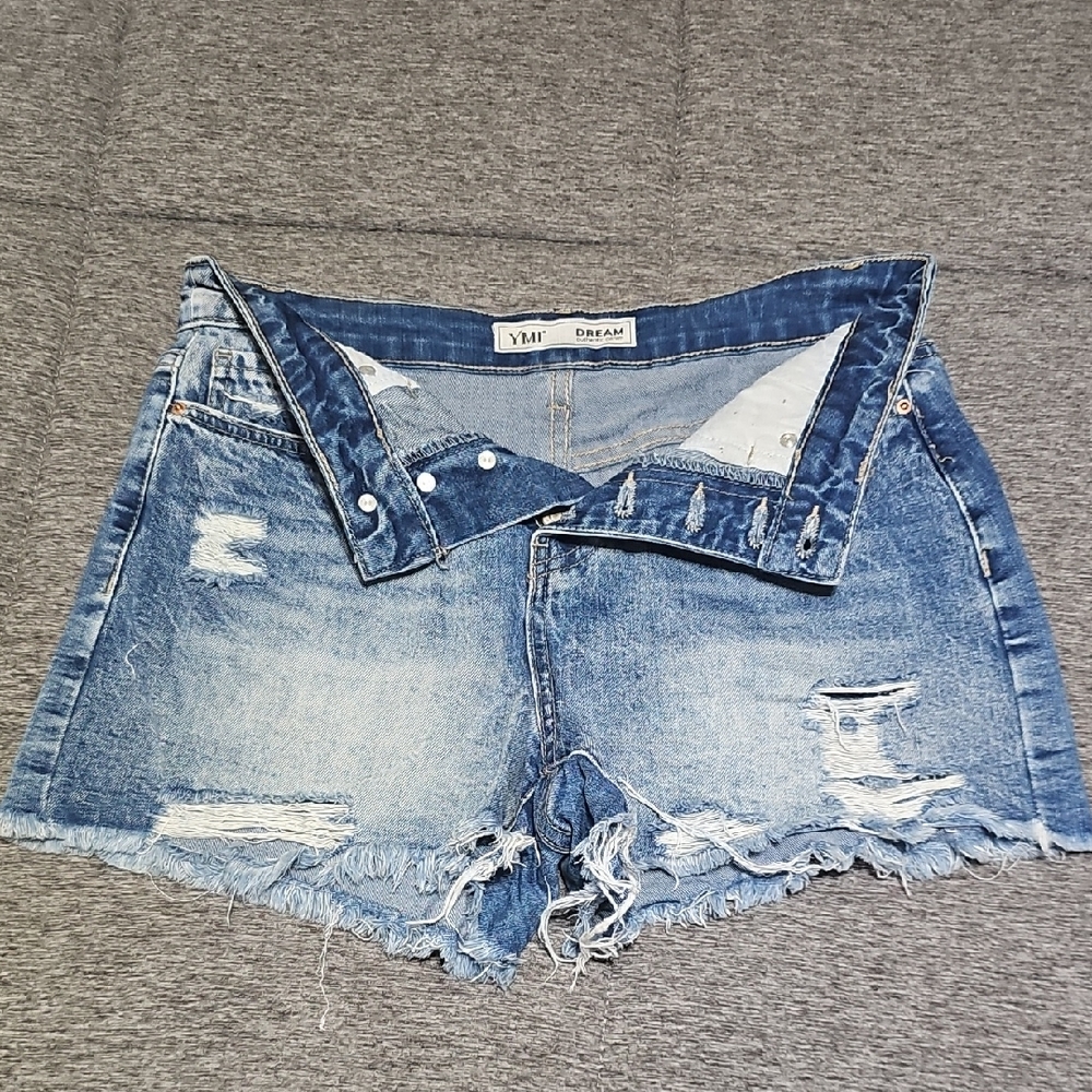 YMI Distressed Light Blue Jean Shorts Size 7/28